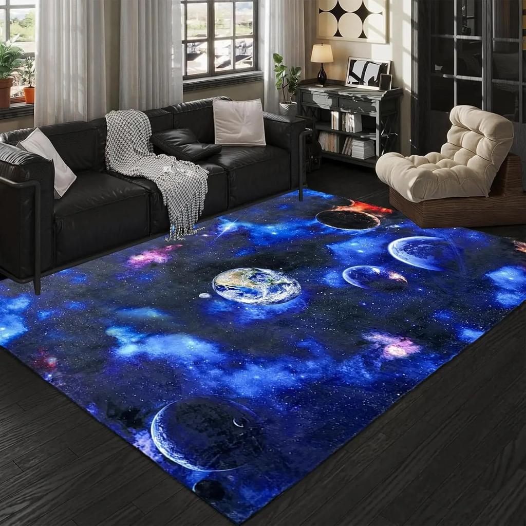 3D Planet Universum Kristallteppich Kinderzimmer Spielmatte Zuhause Wohnzimmer Schlafzimmer Bodenmatte Zuhause Dekorativ Kinderzimmer