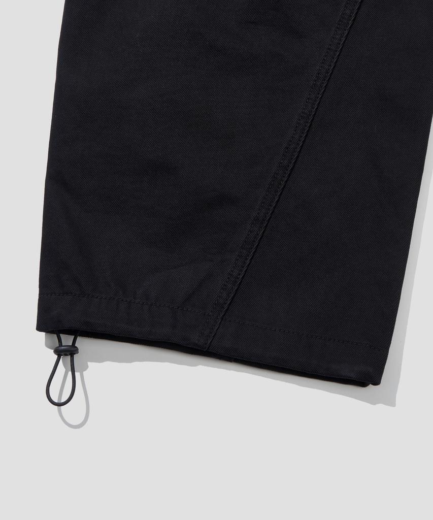 AGOD Vintage Washed Elastic Waist Cargo Pants [Black]