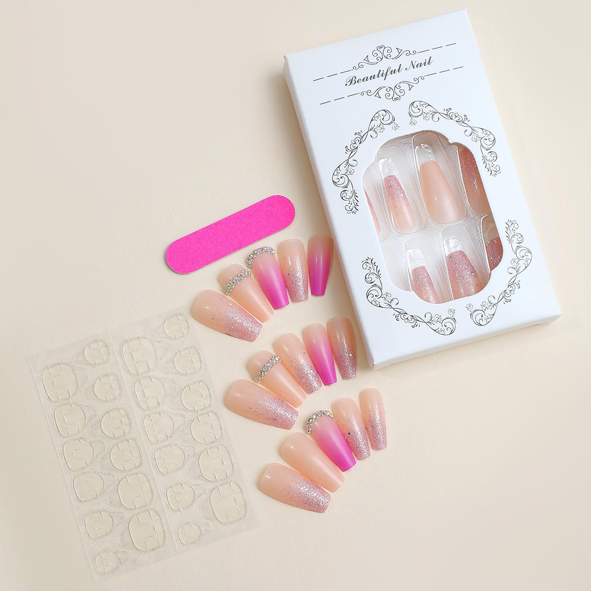 

Pink Gradient Glitter High-End Handmade Press-On Nails