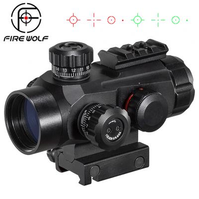 FIRE WOLF 1X35 A/RG Hunting Scope Mini červený a zelený čtyřbodový lovecký optický zaměřovač pro 20mm kolejnici