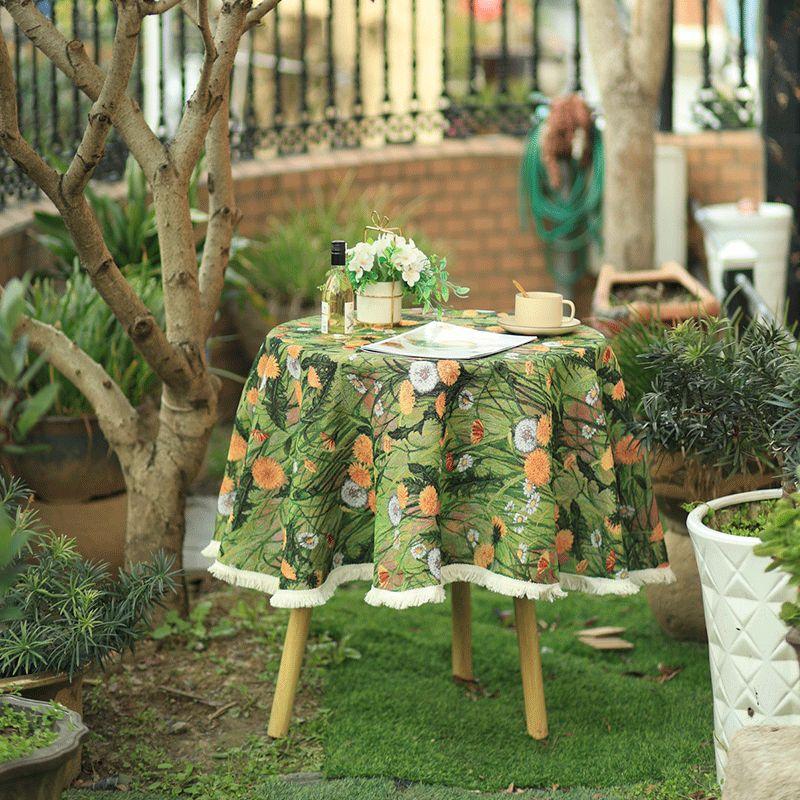 

Ретро Зеленая Ткань в Стиле Масляной Живописи Хлопок и Лен Цветы Dandelion 60*60cm (square)