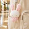 Fluffy Animal Pendant Ribbon Bow Rabbit Plush for Backpacks, Stuffed Plaid Ear Keychain Bunny Bag Charm, Soft Decoration Lightweight