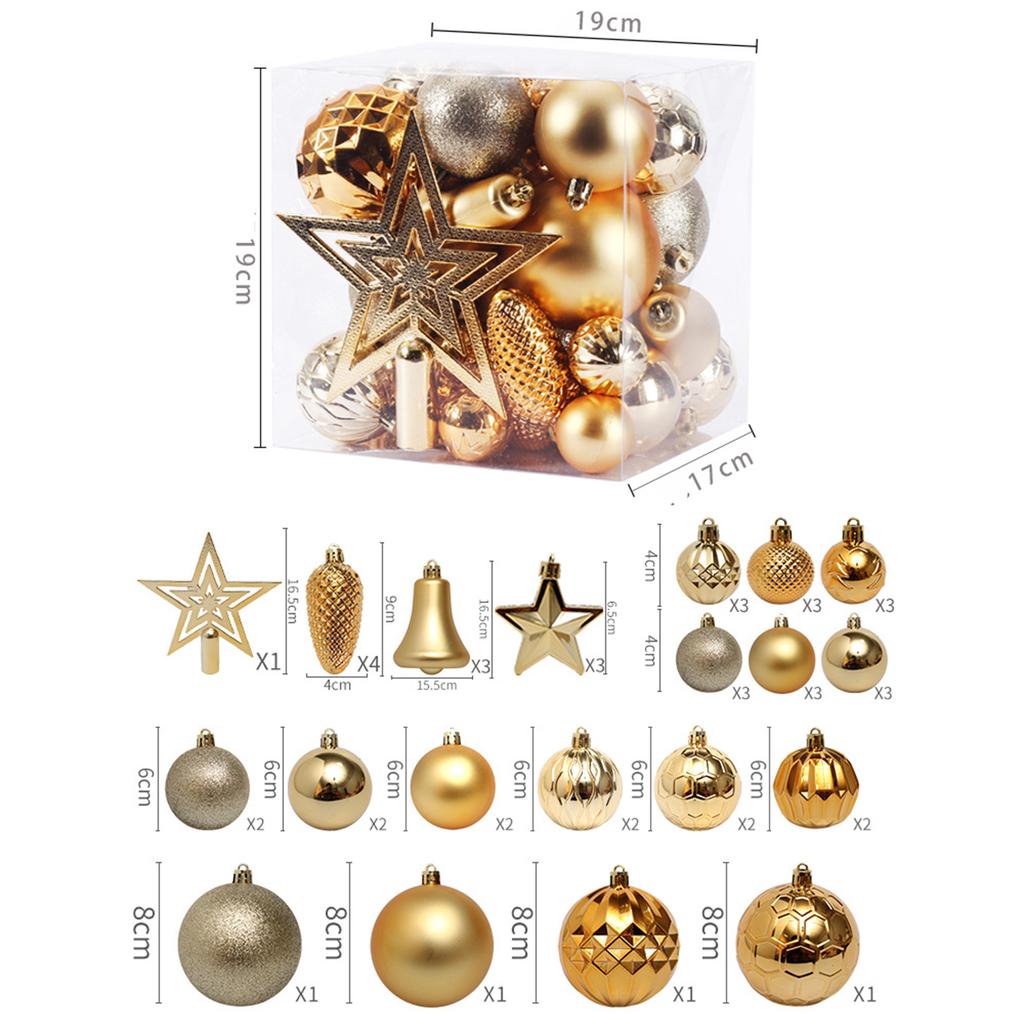 45Pcs/1 Set Christmas Balls Christmas Tree Hanging Ornaments Xmas Tree Pendants Christmas Tree Holiday New Year Decoration