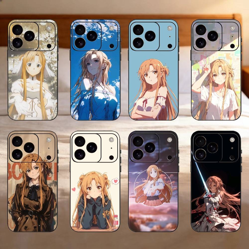 SAO Y-Yuuki Asuna Phone Case Silicone black Soft For IPhone 17,16,15,14,13,12,11,SE,Plus Pro Max