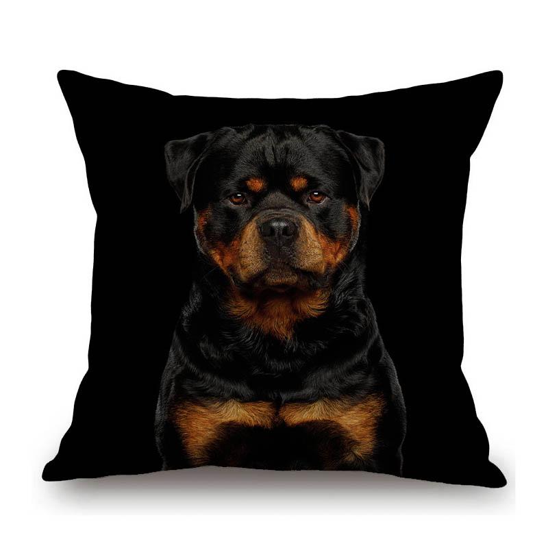 Black Background Dog Puppy Portrait Vizsla Husky Shepherd Shibu Cute Sofa Pillow Case Home Decorative Cotton Linen Cushion Cover