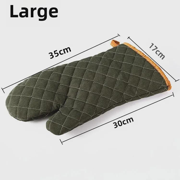 

Green Cotton Heat-Resistant Microwave Oven Gloves - Large