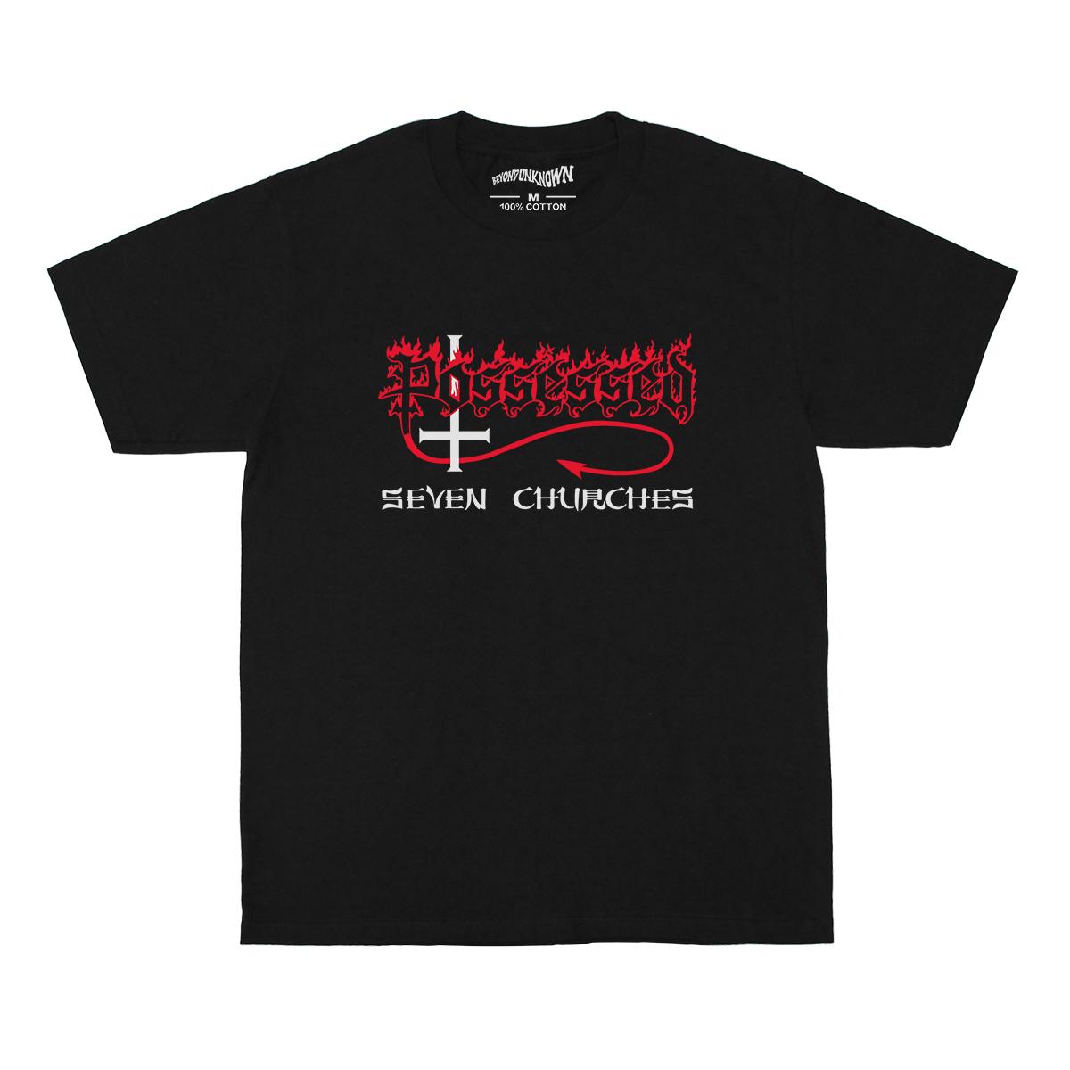Possessed T Shirt Seven Churches Slayer Death Band Metal Unisexs Graphic Printed Top Summer Printed Clothing Short Cotton Shirt S