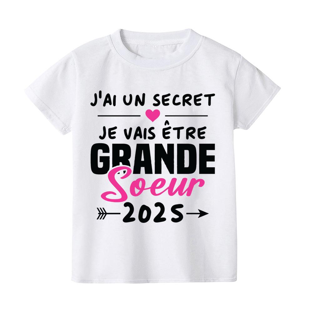 Я стану старшей сестрой в 2025 году Футболка Детская Девочка Короткий Рукав Футболка Топ Будущая Старшая Сестра Детская Футболка 110
