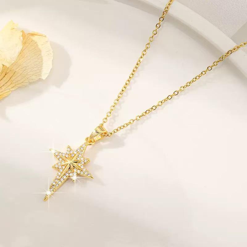 Starburst Titanium Steel Clavicle Necklace: Light Luxury, Gorgeous Full Diamond Design
