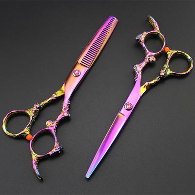 Professionelle 6-Zoll-Lila-Haarschere zum Ausdünnen von Haaren, Friseurscheren, Makas-Haarschneidescheren