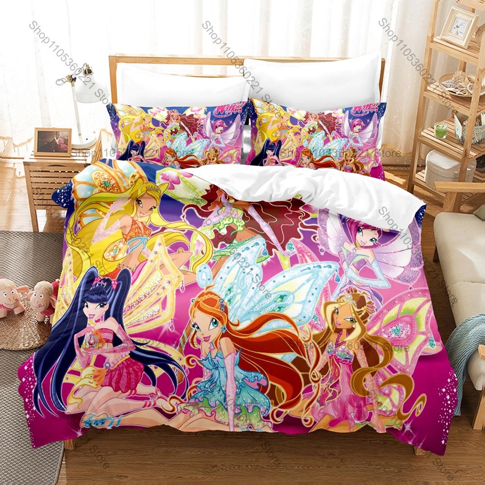 Printed W-Winx Bedding Set 3 Pcs Soft Breathable Duvet Cover And Pillowcases Fashion Home Bed Linens Decoration