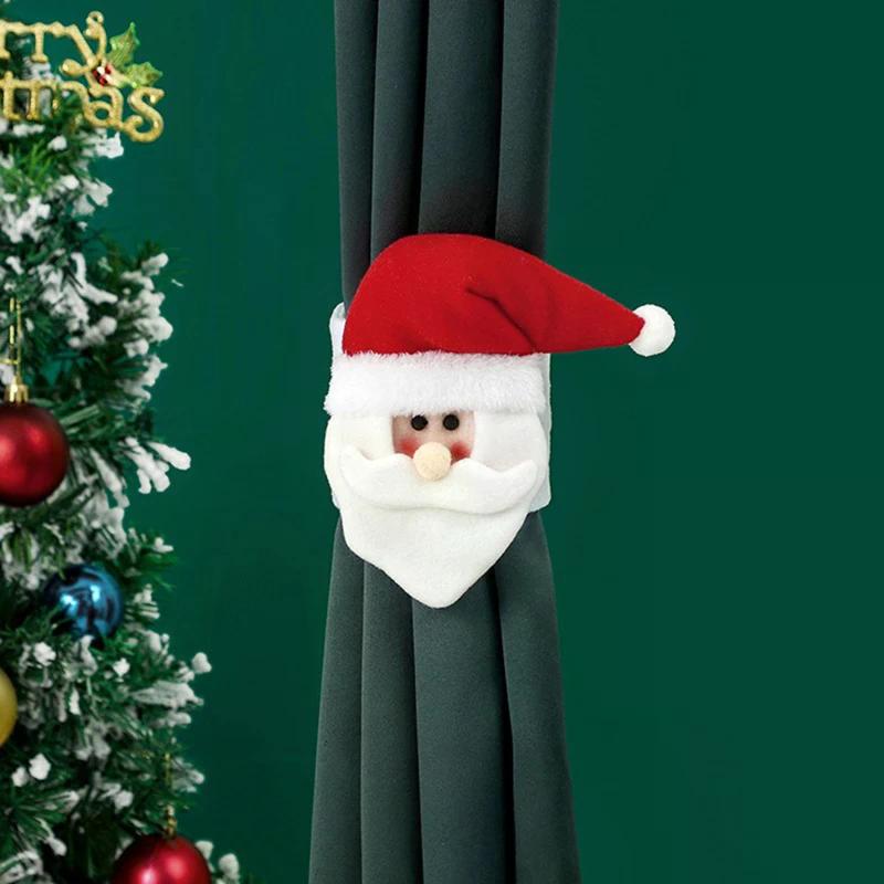 Christmas Cartoon Curtain Clasp Penguin Santa Claus Snowman Elk Curtain Holder Xmas Decor For Home Xmas Curtain Accessories