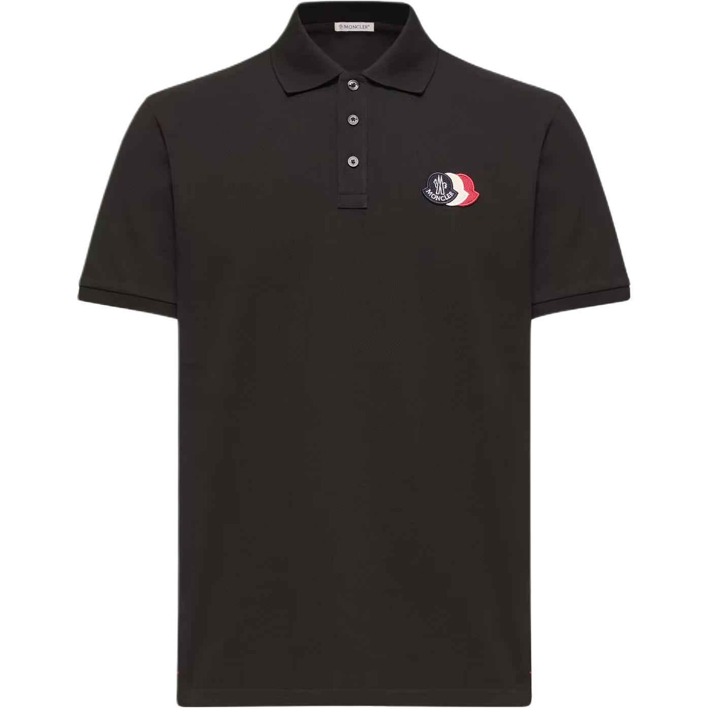 Moncler SS26 Logo Patch Katoen Piqué Shirt Heren Poloshirts L10918A0003089A16999 S black