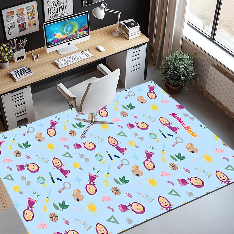 Masha and The Bear Pattern Rug, Indoor/Outdoor Mat, for Picnic, Gameroom, Bedroom, Office, Living Room, Home Decor Carpet, Birthday Gift