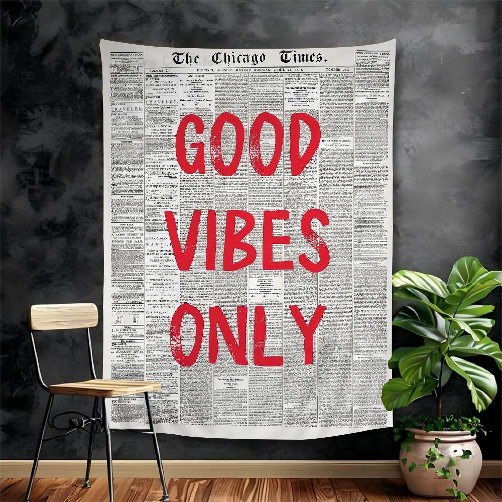Retro Newspaper Pink Popular Quote Print Cartoon Tapestry Wall Hanging Decoration Household Home Decor