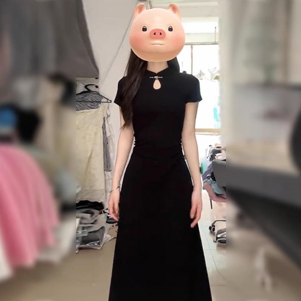 2025 Petite Black Cheongsam: Stylish Slimming Chinese-Style Summer Dress