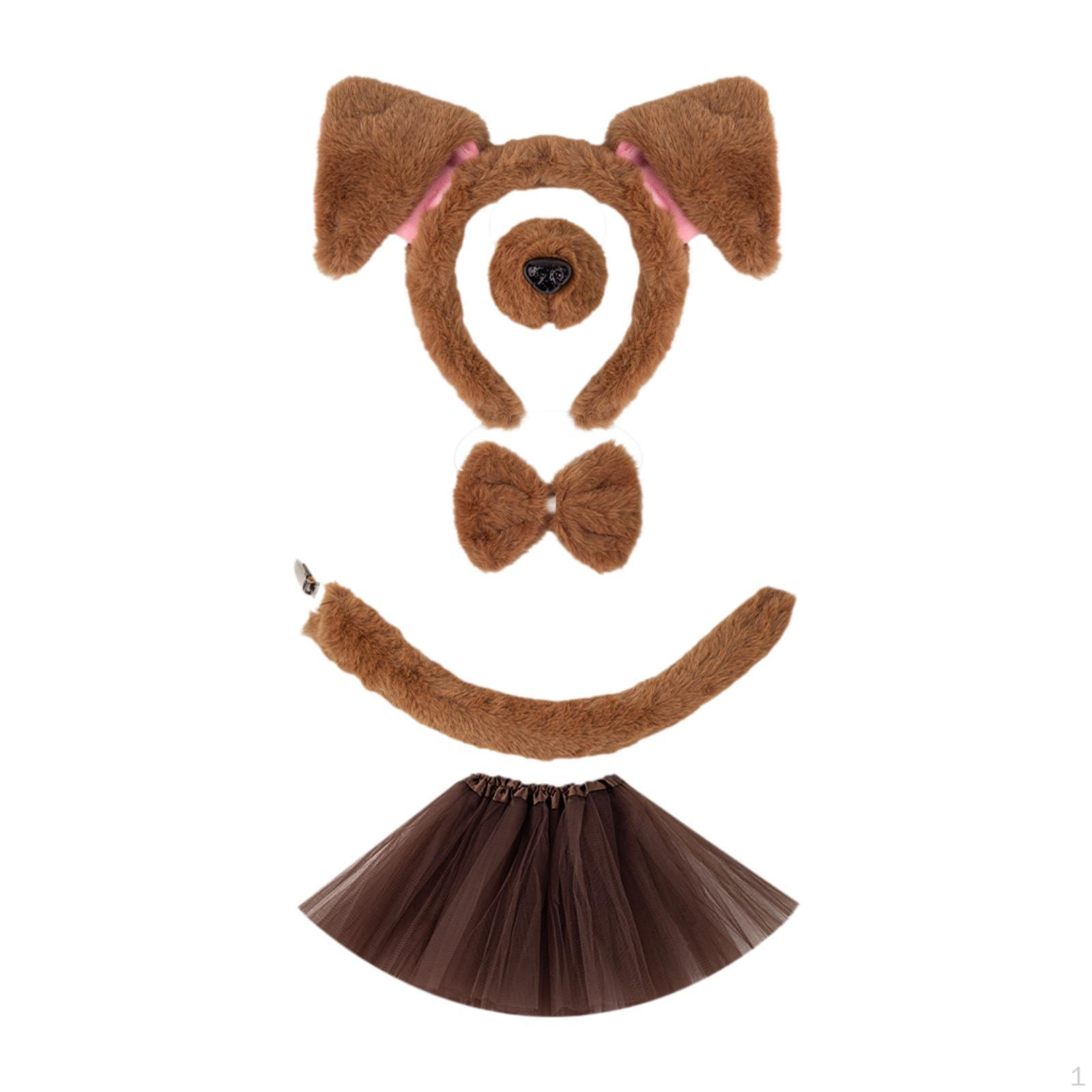 

Аксессуары для костюма щенка для малыша, повязка на голову с ушками и хвостом-бабочкой для косплея кофейный