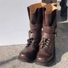 Retro Martin Boots Women's Summer New Thick Heel Belt Buckle Short Boots Locomotive Boots Versatile Single Boots Tide