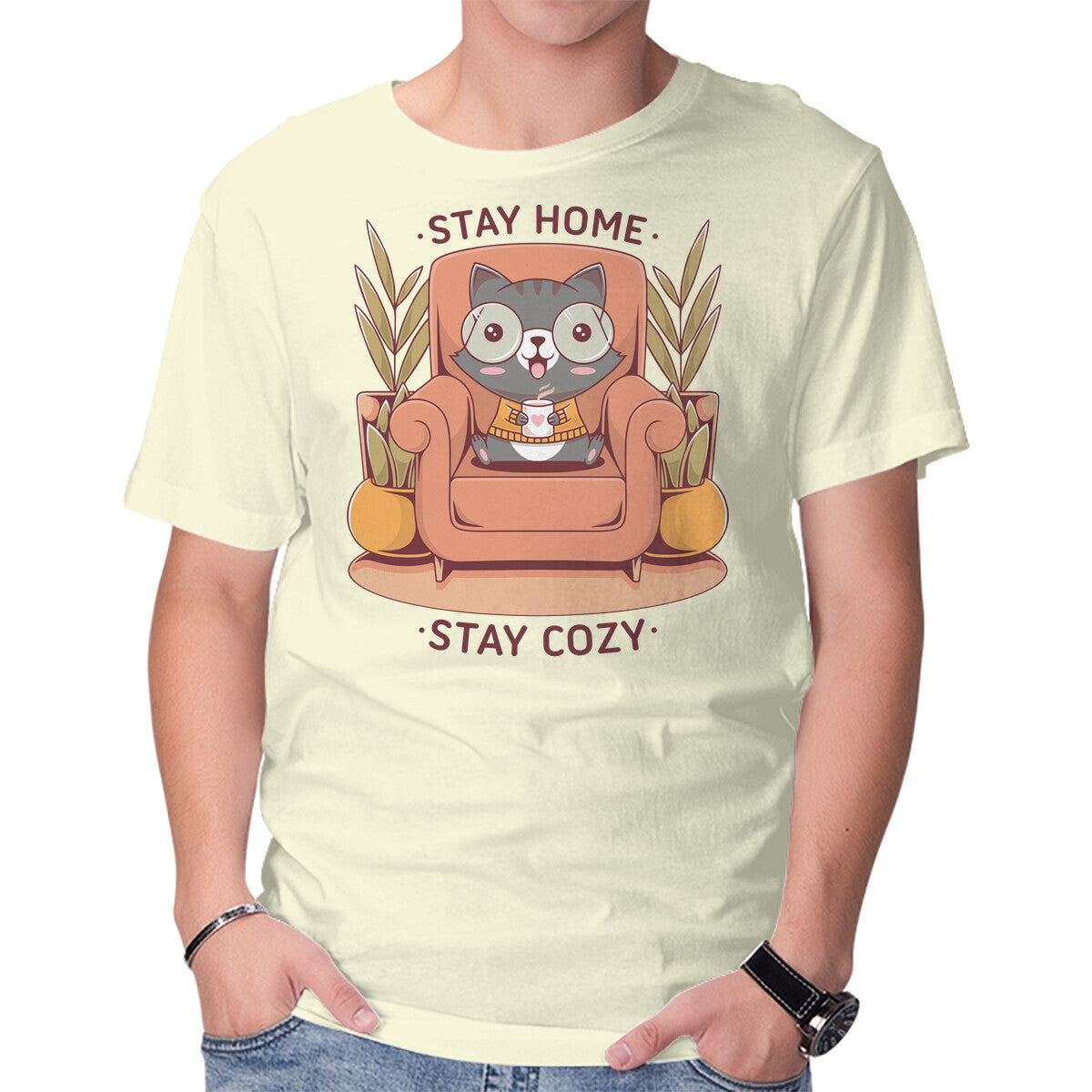 Unisex Crew Neck T-Shirt Cozy Time Graphic Short Sleeve Casual Tee XS