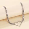 Women European Minimalist Light Luxury Design Clavicle Choker Full Rhinestone Heart Sweet Personality Necklace For Women