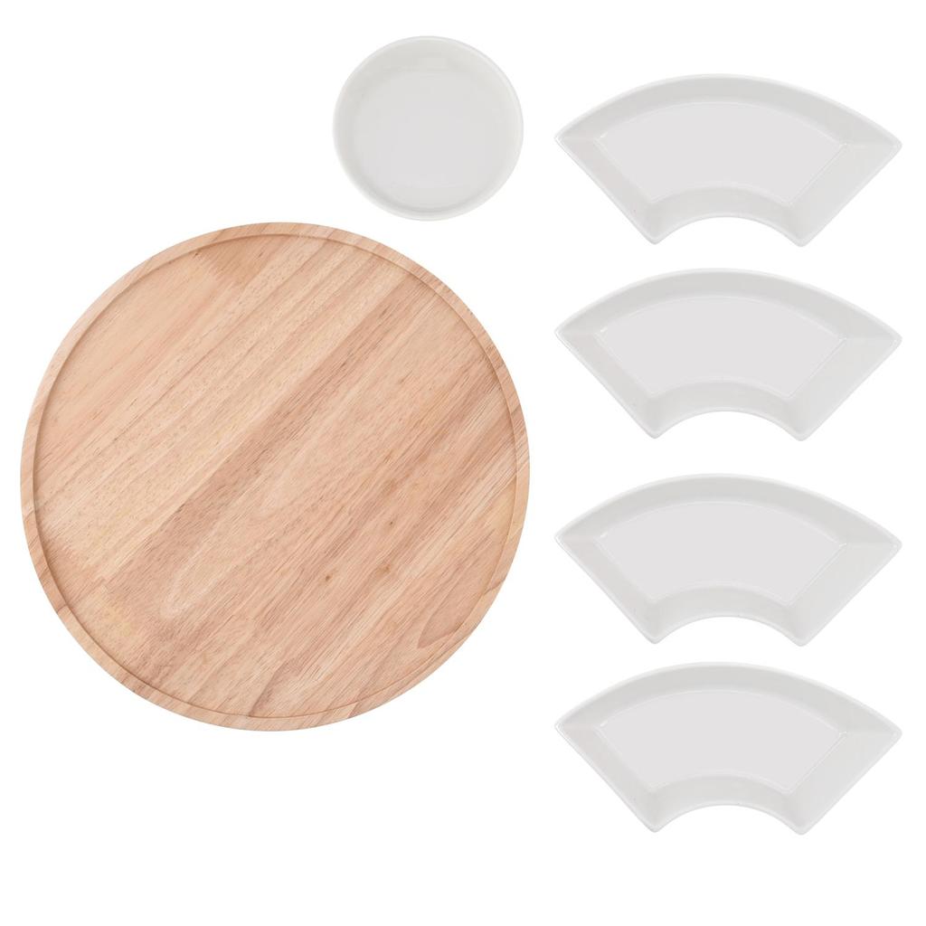 DUKA Elegant Rotating Tray with 5 Porcelain Bowls Warewood DUKA