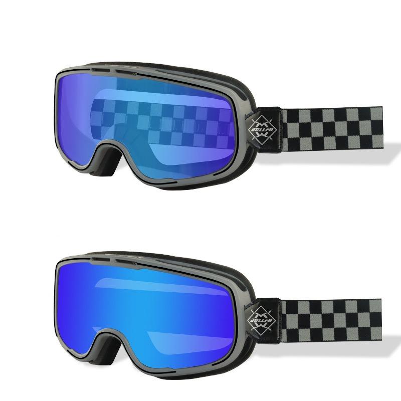 BOLLFO Intelligent Color Changing Motorcycle Goggles Harley Retro Helmet Myopia Riding Goggles Day And Night Universal