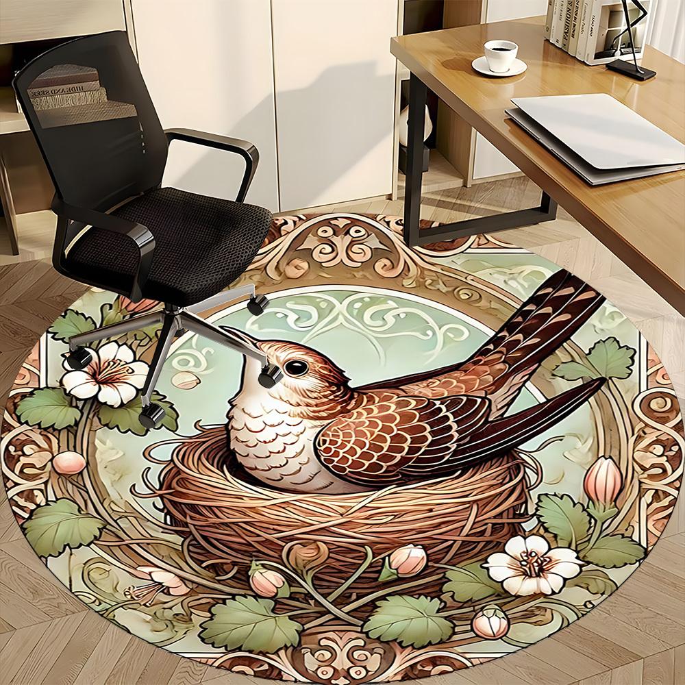 1pc Nestling Art Nouveau Office Round Area Rug, Indoor Mat Suitable For Office, Under Office Chairs Bedroom Living Room Home Decor, Room Deco