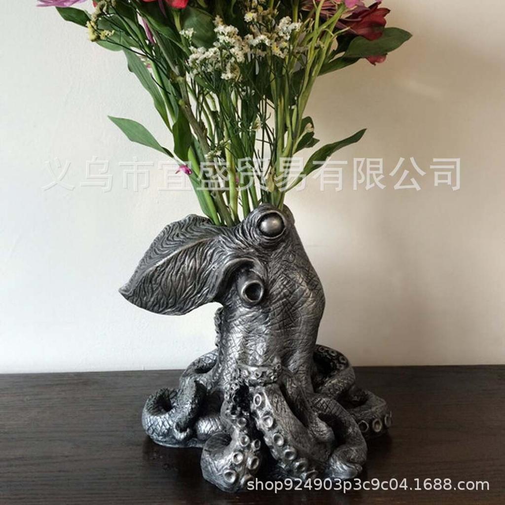 Octopus Flower Pot Monster Tree Flower Pot Ornament, Garden Decorative Floral Container, Decorative Ornament Gray