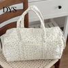 Travel Shoulder Bag Quilted for Women Cute Floral Weekend with Crossbody Zipper Large Cotton Gym Portable Workout Grocery Pouch Pattern Handbag