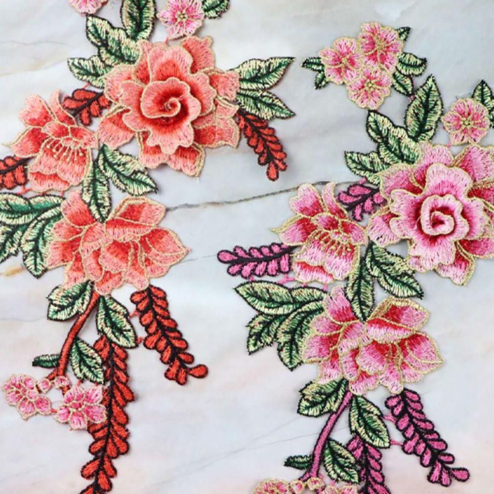 38*20CM Stickerei Blume Aufnäher DIY Handgemacht Aufnäher Mode Stickerei Florale Applikation Jeans