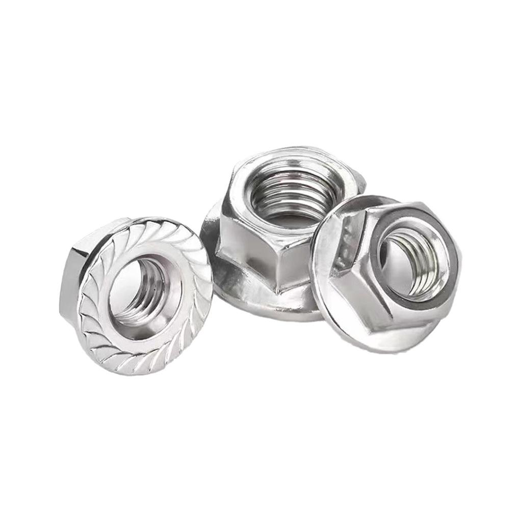 304 Stainless Steel Anti-Slip Hex Flange Nut with Washer & Locking Teeth