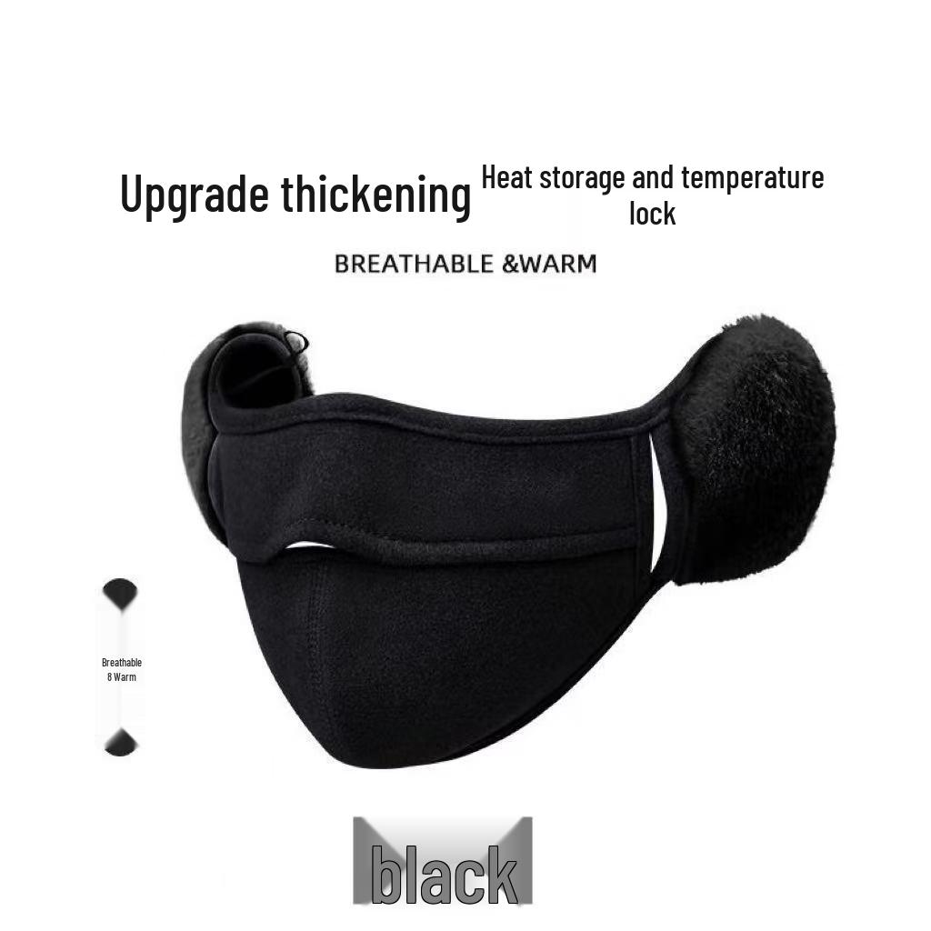 Unisex Plush Winter Face Mask with Earmuffs: Anti-Wind Cycling Shield for Cold Protection