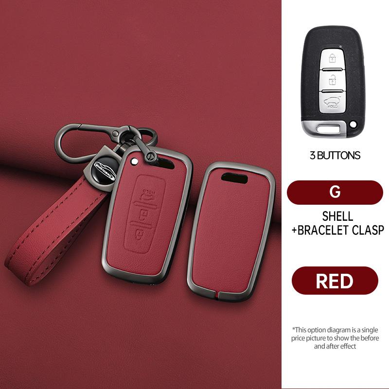 

Car Key Case Cover For Hyundai Genesis Coupe Sonata Ix35 For Kia Forte Sportage K2 K5 Zinc Alloy Leather Protector Accessories
