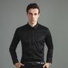 Men's Korean Style Slim Fit Solid Color Iron-Free Stretch Breathable Business Casual Long Sleeve White Shirt.