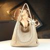Woven big bag new fashion leather women's bag fashion trend large capacity shoulder bag grid bucket bag
