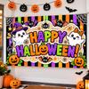 Happy Halloween Banner Template, 60x36 Halloween Party Banner, Cute Ghost Pumpkin Decor, Printable Digital Backdrop