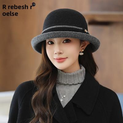 Chapeau seau en laine chapeau cloche élégant dôme chapeau d'automne et d'hiver chapeau, béret haut de gamme pour femmes, haut-de-forme
