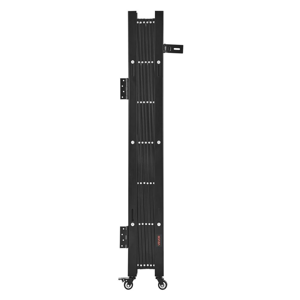 VEVOR Single Folding Security Gate, Lockable Scissor Gate with 360 degrees Swivel Casters, Outdoor Barricade Steel Retractable Gates