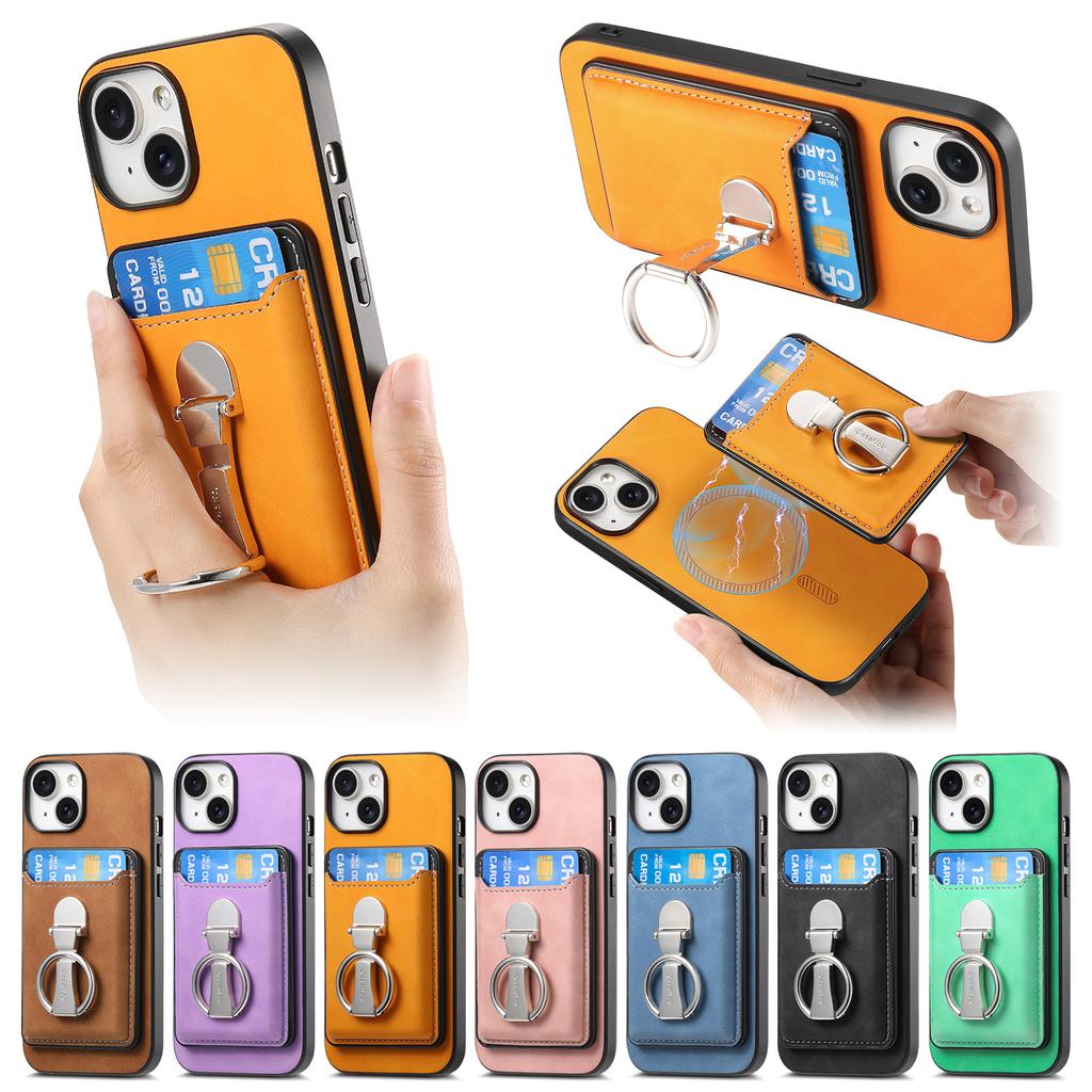 Detachable Wallet Magnetic Leather Case for iPhone 15 Pro Max 16 Plus 14 13 12 11 Xs Max XR 7 8 SE 2022 Bracket Hover Ring Cover