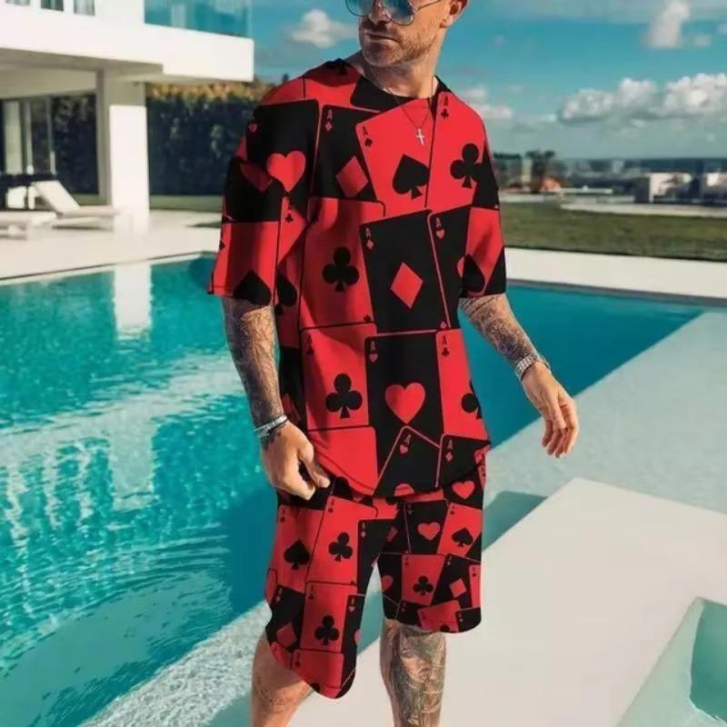 Summer Men's Clothing 3d Printed Man Casual Fashion Short Sleeve Set Man Fashion Printed Short Sleeve Shorts Two-Piece