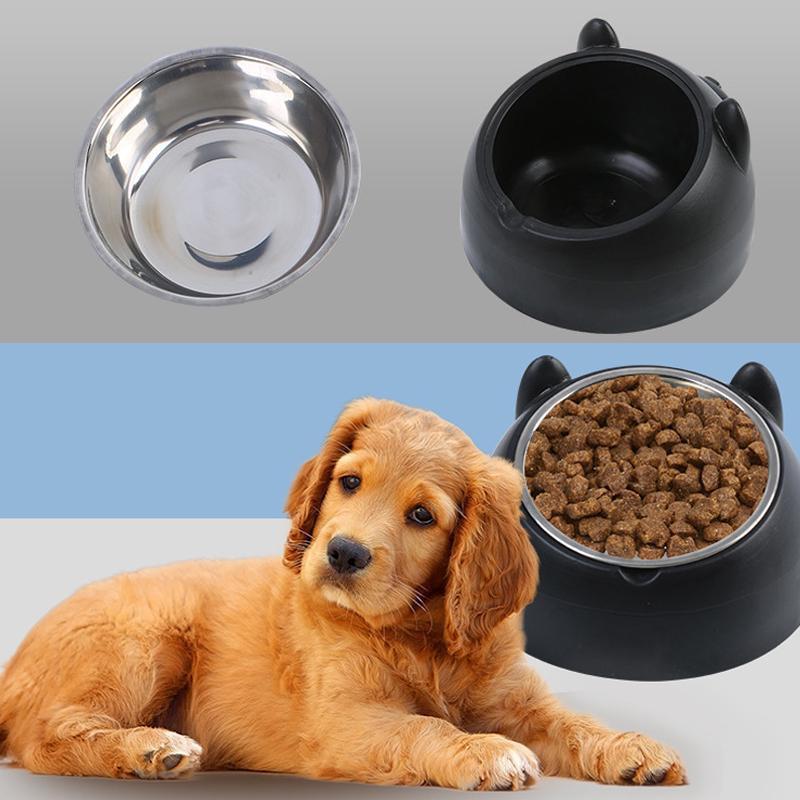 200ML Cute Cat and Dog Bowl Protection Cervical Vertebra 15 Degree Oblique Mouth Pet Stainless Steel Food Bowls