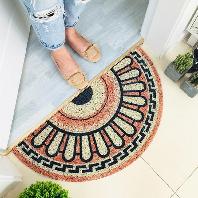 Dirt-Resistant PVC Carpets Semicircle Non Skid Backing 6 Styles for Home