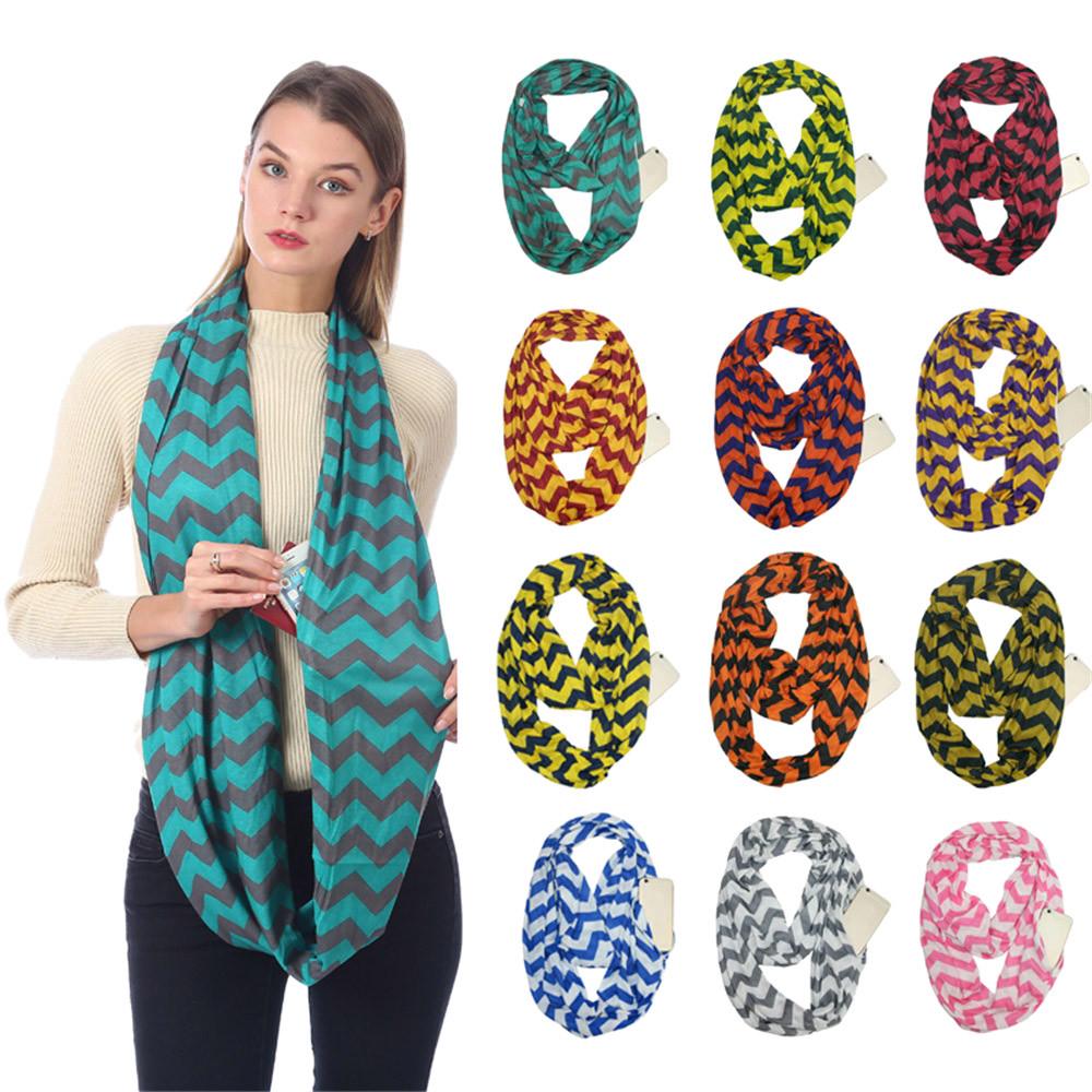 Buy Unisex Lovers Winter Solid Warm Loop Scarf Zippered Secret Pocket