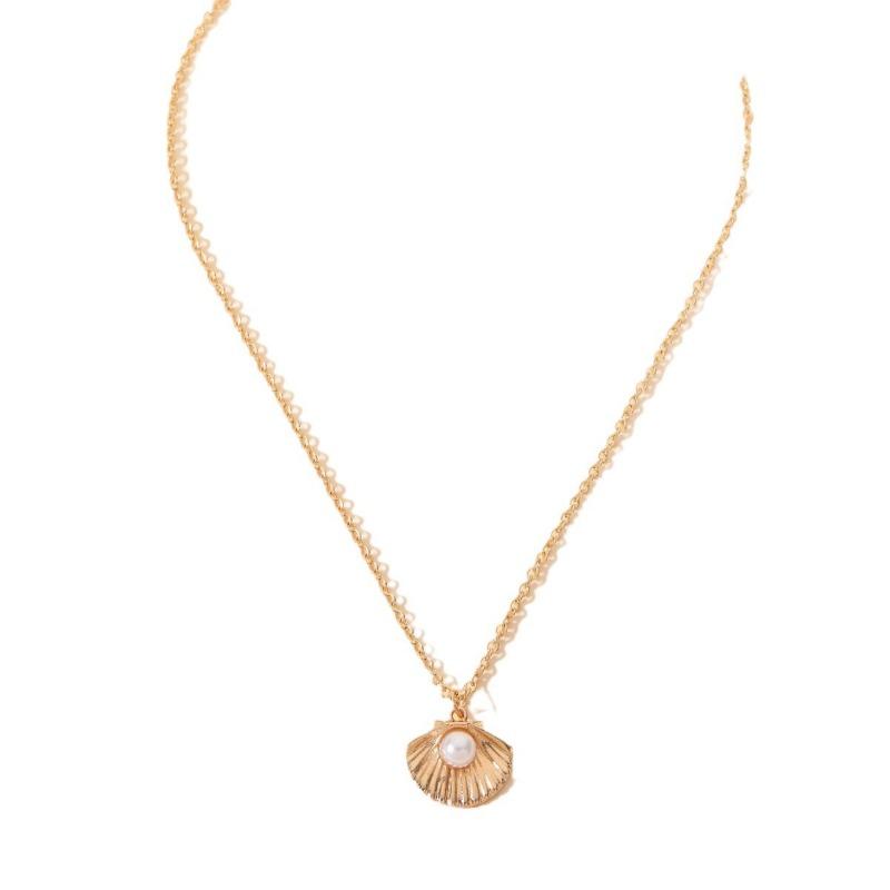 Womens Light Luxury Niche Design Shell Pearl Pendant Necklace Elegant Versatile Chain