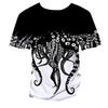 Funny Marine Life Sea Animal 3D Print Kids Round Neck Short Sleeve Tee Loose Outdoor Daily Play Outfit