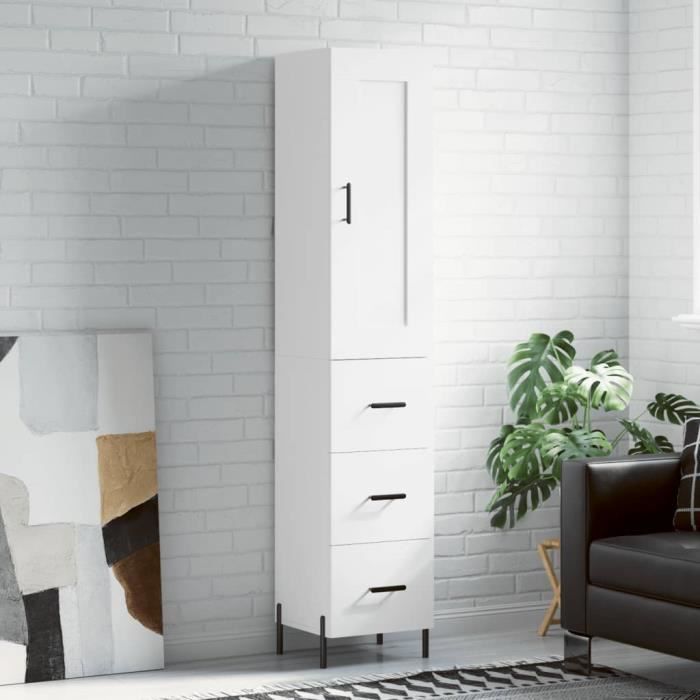 VidaXL Buffet haut Blanc 34,5x34x180 cm Bois d'ingénierie 3200201