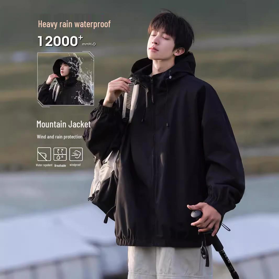 

2024 NASA Men s Three-Proof Windbreaker: Trendy American Brand Outdoor Waterproof Jacket for Spring & Autumn XL