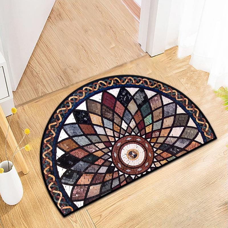 Half Round Door Non Slip Absorbent Semi Circle Area Rugs Washable Half Moon Floor Mats For Indoor Outdoor Patio Kitchen Bathroom