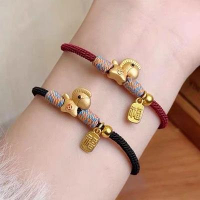 Chinese Style Lucky Pony Red Rope New Year Hand Rope Fortune Bracelet Horse Year Bracelet  Women