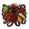 Octopus Design Wood Novelty Unique Serving Tray Board for Cheese Meats & Fruit Ocean Themed Party Food Tray for Seafood Lovers